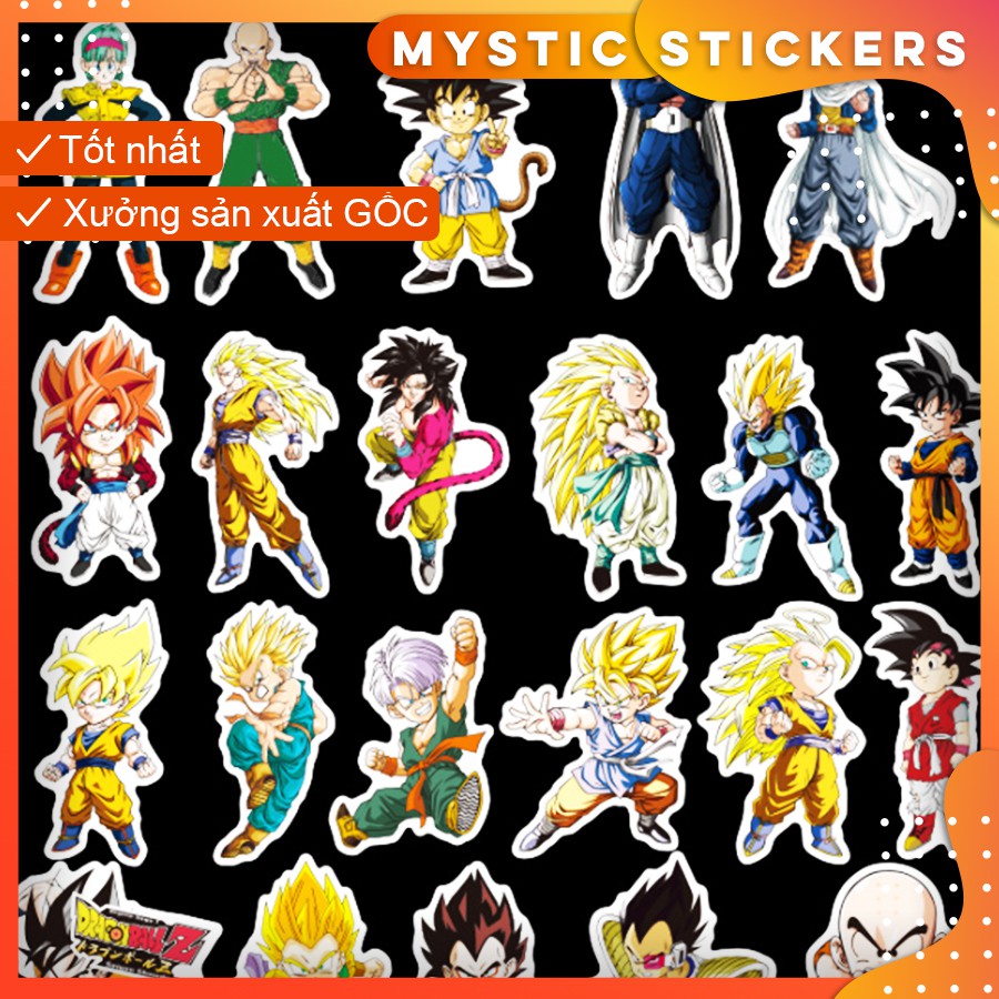 [DRAGON BALLS] 100 Sticker chống nước/ trang trí, dán xe laptop mũ bảo hiểm vali...