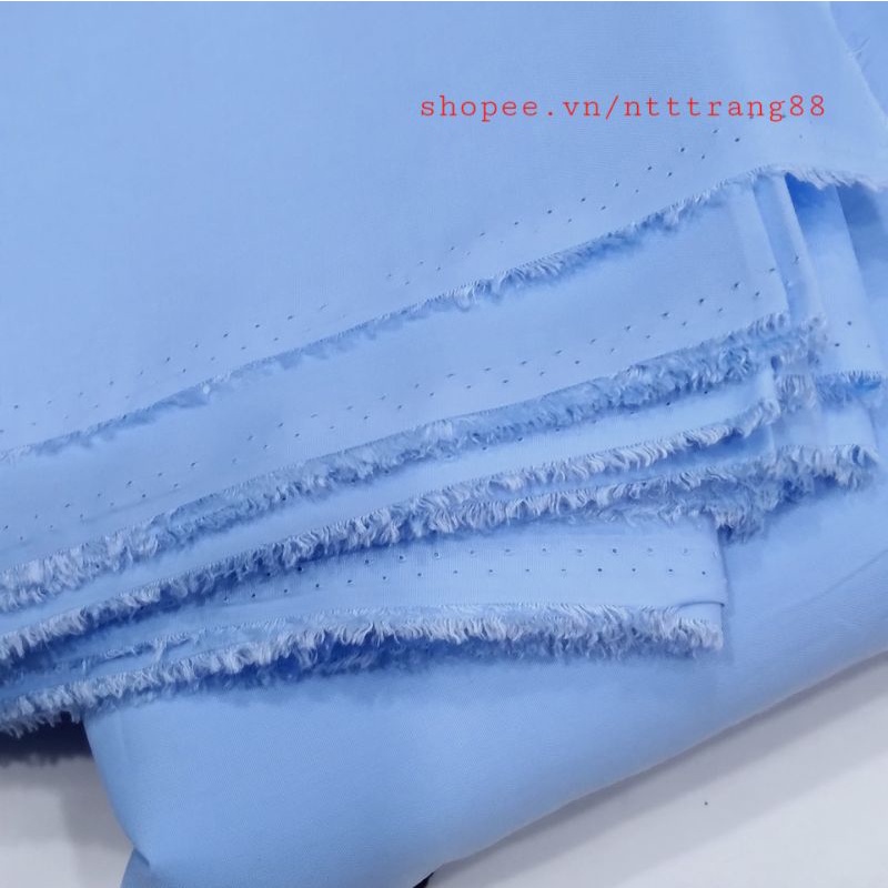 Vải kate silk màu xanh biển may áo sơ mi nam nữ