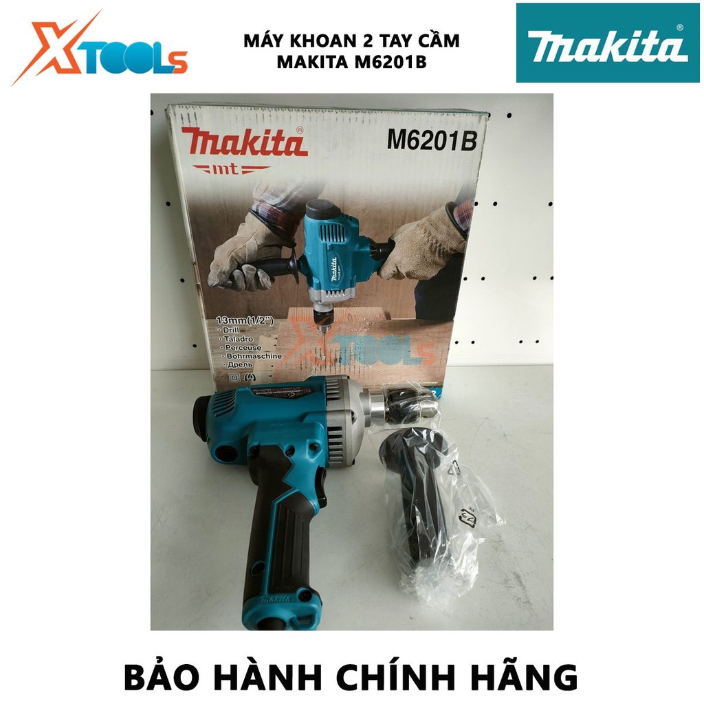 Máy khoan 2 tay cầm Makita M6201B | máy khoan cầm tay công suất 750W tốc độ không tải 600 vòng/ phút dây dẫn điện 2.0 m