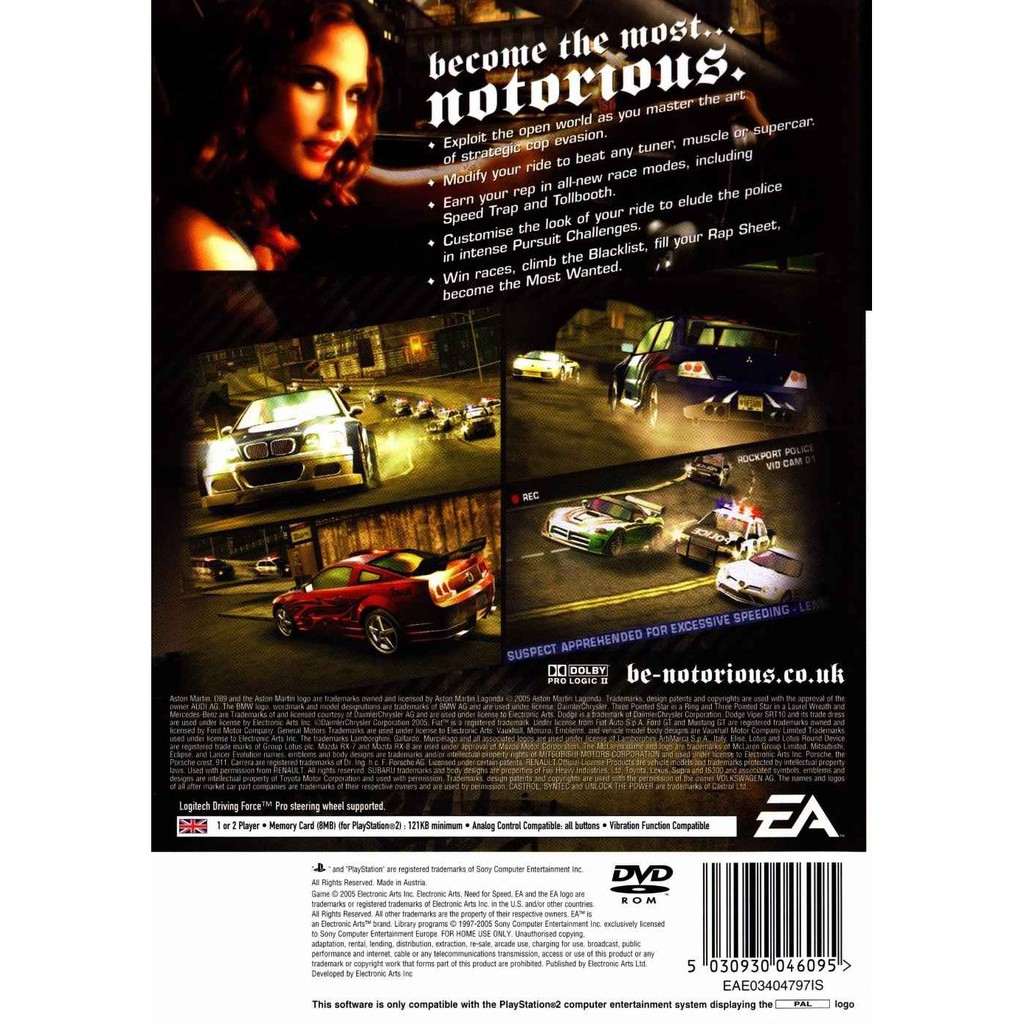 Đĩa Cd Dvd Ps2: Need For Speed Most Wanted