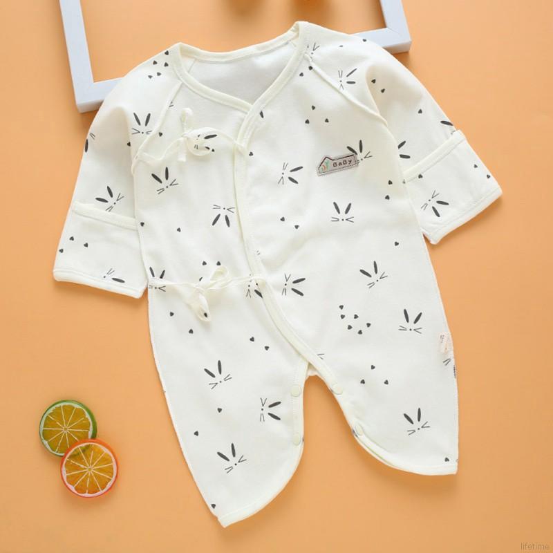 Áo liền quần cotton tay dài dễ thương cho bé sơ sinh từ 0-3 tháng tuổi