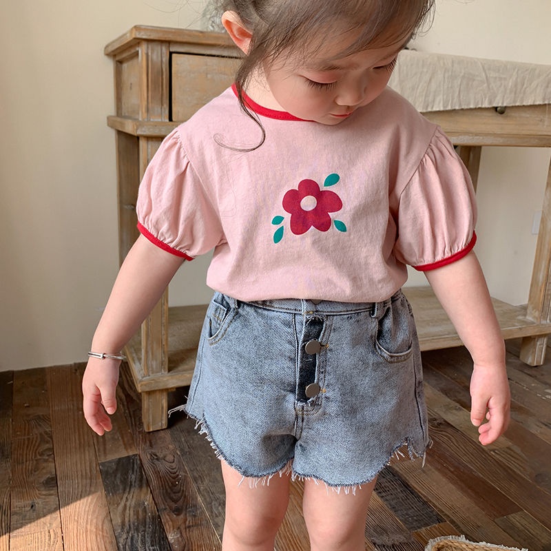 [Babycat] Hàng Có Sẵn Áo Thun Cotton Tay Ngắn Dáng Rộng Màu Sắc Tương Phản Phong Cách Phương Tây Thời Trang Mùa Hè Hàn Quốc Kiểu Dáng Hợp Thời Trang Phong Cách Phương Tây