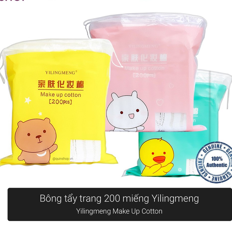 Bông Tẩy Trang Gấu Vịt Thỏ Silubi Hàn Quốc  và Bông Yilingmeng nội địa trung 200 miếng