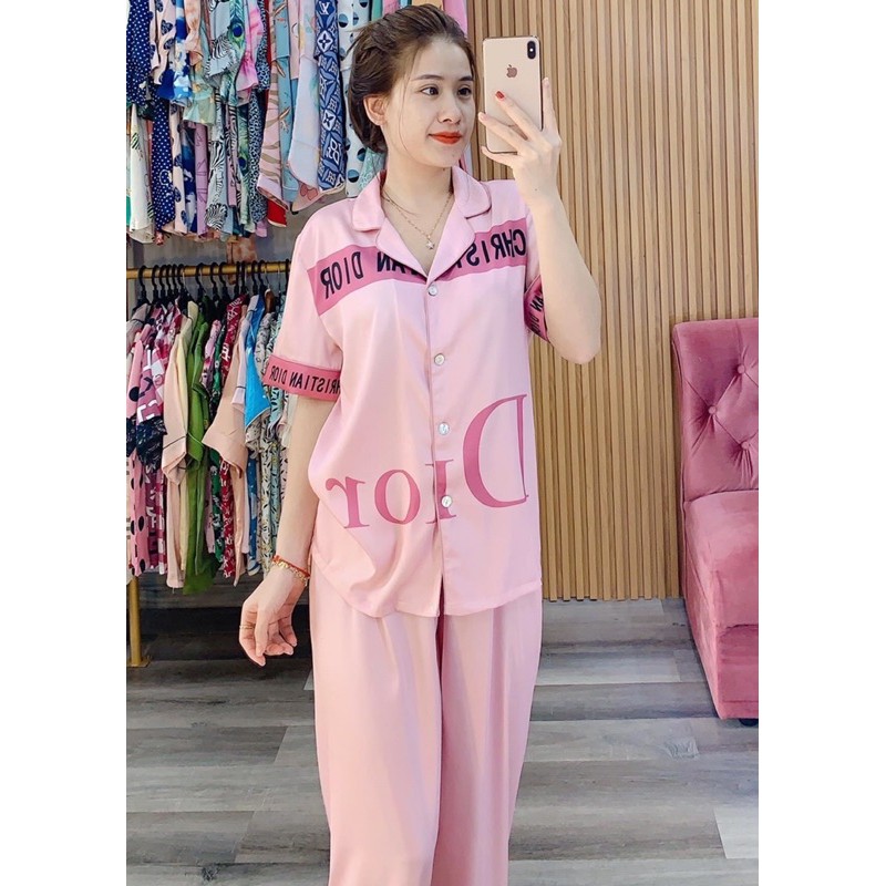 Đồ Bộ Mặc Nhà Pijama Nữ Tay Ngắn Cao Cấp - Đồ Ngủ Lụa Quảng Châu