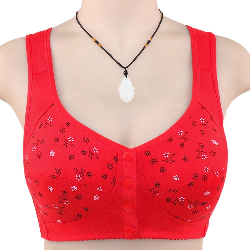 Áo Ngực Thể Thao Vải Cotton Mềm Mỏng Không Đường May Cài Khóa Trước Cỡ Lớn Thoáng Khí Cho Nữ