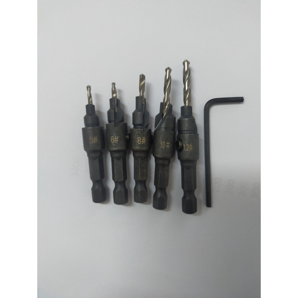 BỘ 5 MŨI KHOAN GỖ CHỈNH CỮ BẮT ÂM MŨI VÍT - ĐẦU ÂM VÍT GỖ