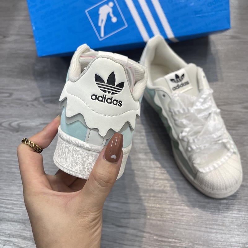 | CÓ SẴN - ẢNH THẬT | Giày thể thao adidas superstar sò xanh bản đẹp mẫu mới 2022 full box - giấy gói