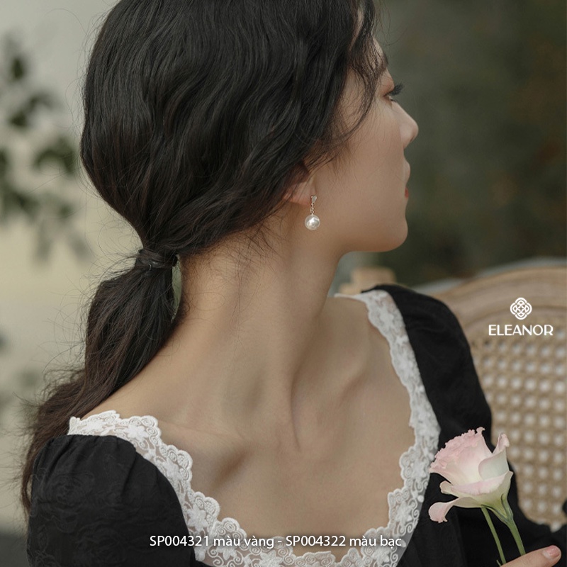 Bông tai cô dâu nữ ngọc trai nhân tạo chuôi bạc 925 Eleanor Accessories đính đá mặt tam giác phụ kiện trang sức 4321