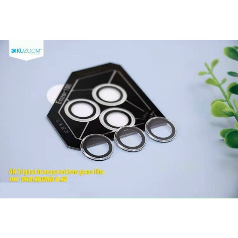 Bộ 3 Dán mắt camera Kuzoom trong suốt cho iPhone 15 Pro Max, 14, 14 Pro, 14 Pro Max, 13 Pro bảo vệ mắt camera siêu tốt