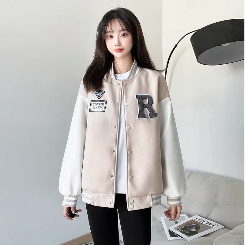 [Ảnh Thật] Áo Khoác Bomber Unisex Dạ 2 Lớp Chữ R Phối Màu Cá Tính Siêu Dày Dặn U130 [NewUnisex]