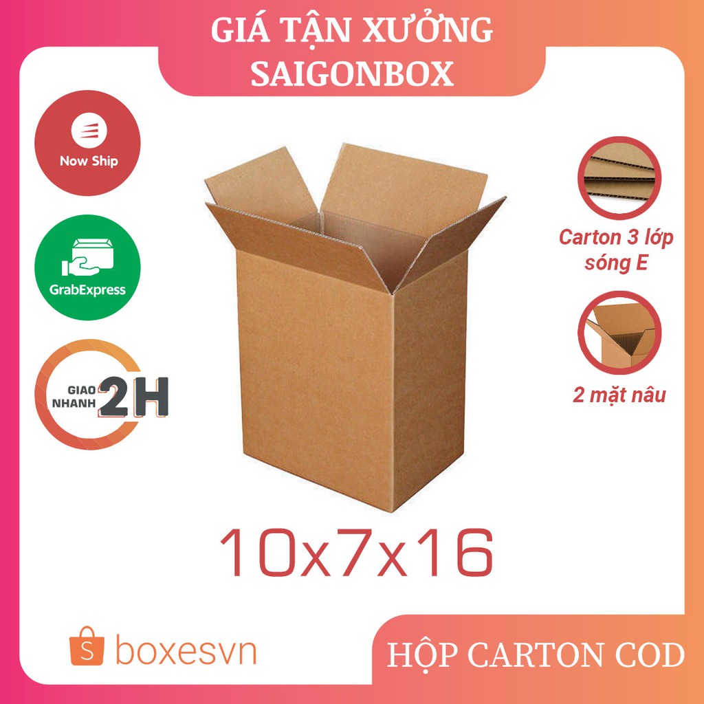 Combo 100 thùng hộp carton size 10x7x16 cm để đóng gói hàng hóa