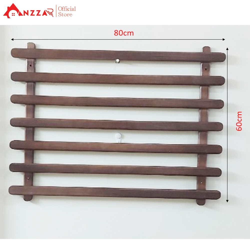 Giàn gỗ treo tường ban công Anzzar nhiều kích thước, gỗ thông nhập khẩu treo chậu hoa, chậu cây decor nội thất  KBC-07