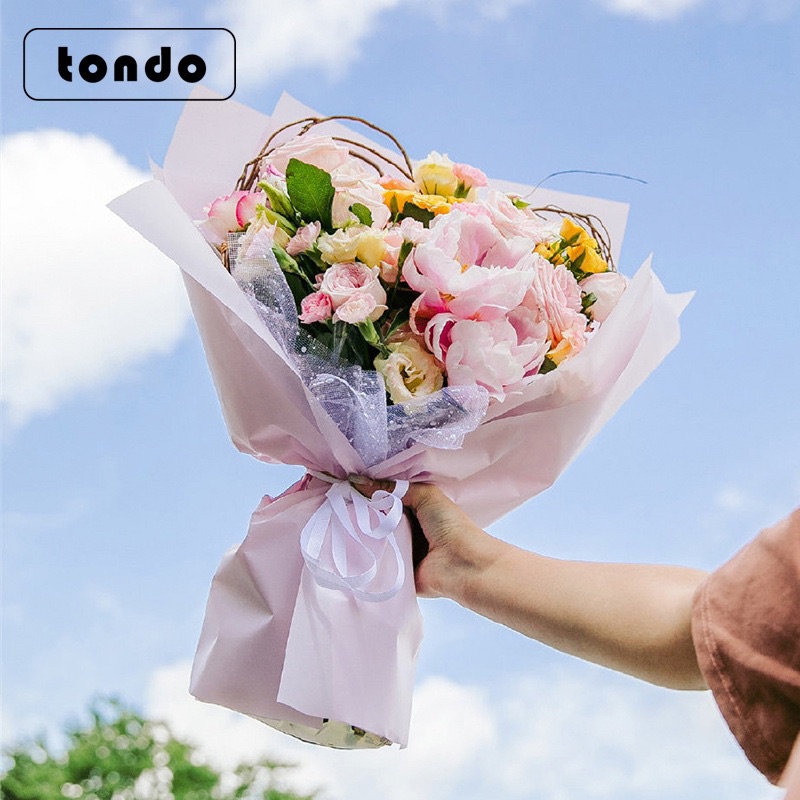 Tập 20 Tờ Giấy Bóng Mờ Trơn Khổ 58x58cm Bọc Hoa, Gói Quà Hàng Loại 1