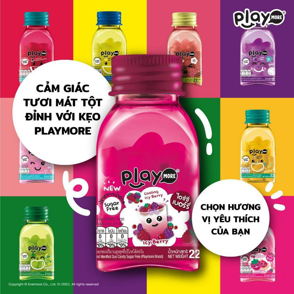 Kẹo PlayMore Dưa Hấu/Bạc Hà/Xí Muội/Táo/Nho Hũ 22G