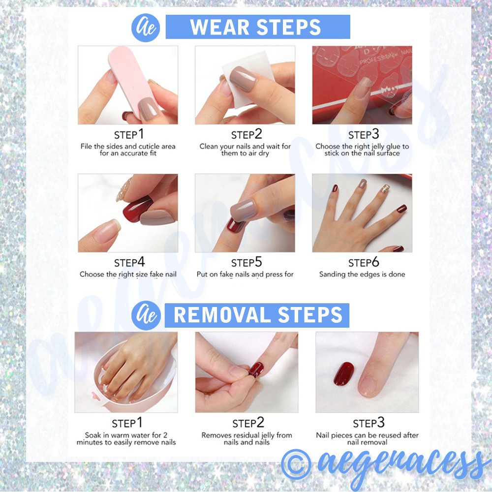 Set 24 Móng Chân Giả Nails Nghệ Thuật Kèm Keo Nội Địa Trung