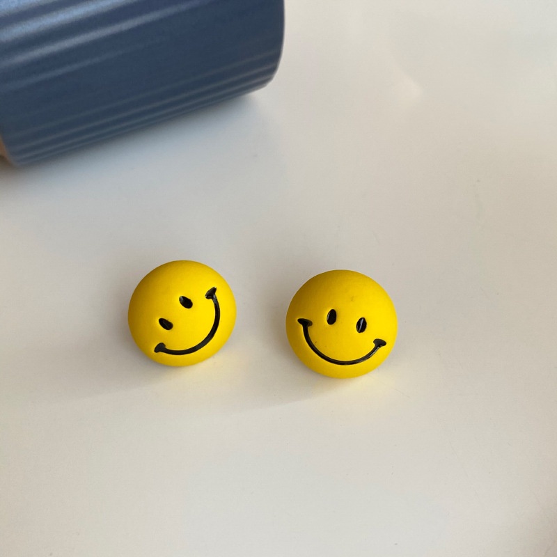 Bông Tai Mạ Bạc 925 Hình Mặt Cười Đơn Giản Phong Cách retro Cho Nữ