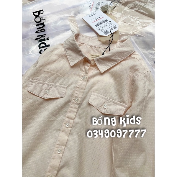 Áo Sơ Mi Bé Gái Túi Nắp Be Cát ZR