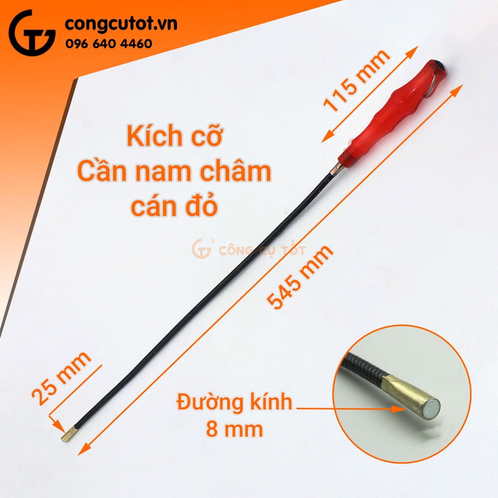 Cần nam châm hút đồ, ốc rơi cán nhựa