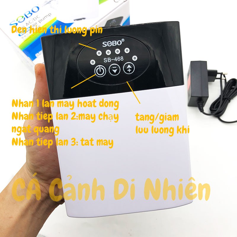 Máy sủi khí oxy Tích ĐIện 2 vòi SOBO SB-468 cho hồ cá cảnh