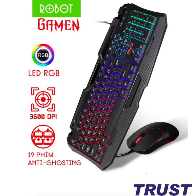 Combo chuột và bàn phím gaming Gamen Station II bàn phím có dây LED 19 phím anti ghosting dành cho game thủ văn phòng