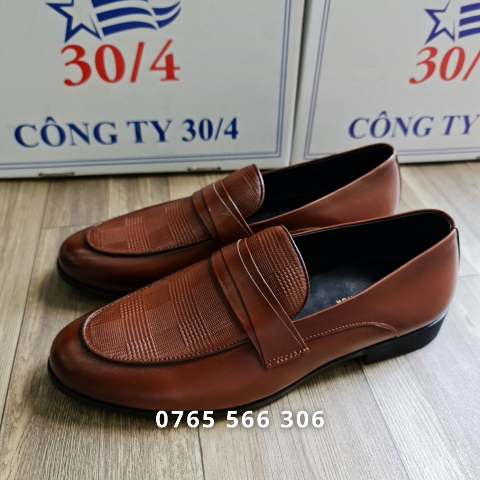 Giày lười da bò nâu 348