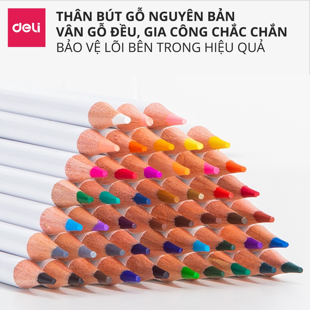 Bút chì màu gốc dầu cao cấp Deli - 48 màu - 1 Hộp - 68112