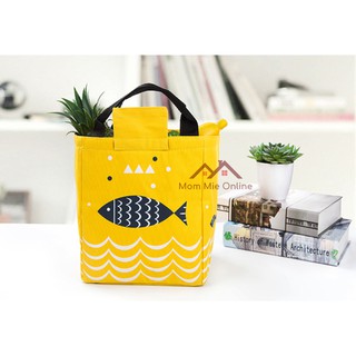 Túi đựng cơm giữ nhiệt Bento Nhật Bản loại dán hình con cá - J134