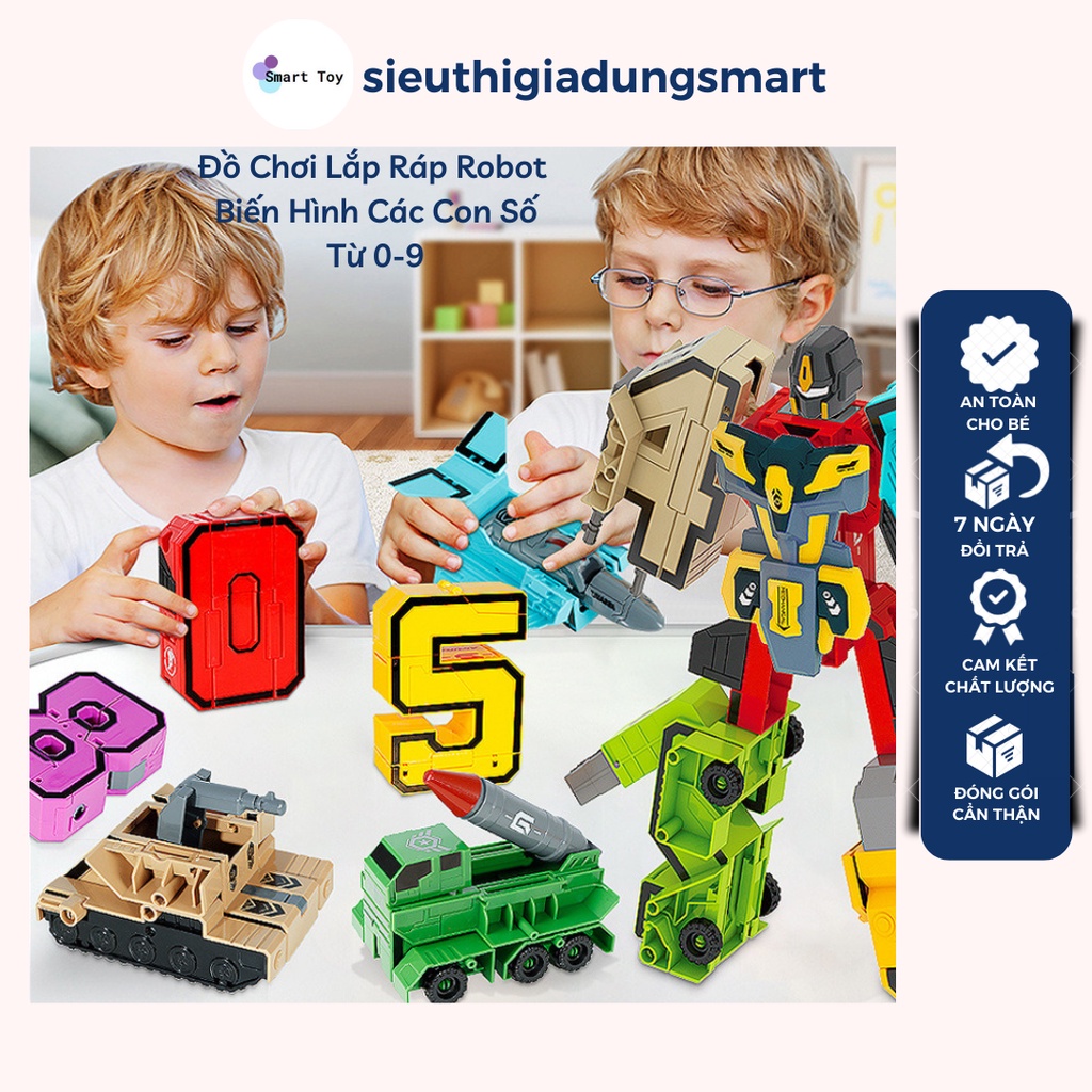 Đồ Chơi Lắp Ráp Robot Biến Hình Các Con Số Từ 0-9 Cho Bé,Rèn Luyện Bé Nhận Diện Màu Sắc Và Số Đếm,Nhựa An Toàn Cho Bé