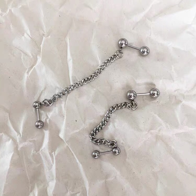 Khuyên titan 2 đầu bi tròn(4,5) ft xích nam nữ