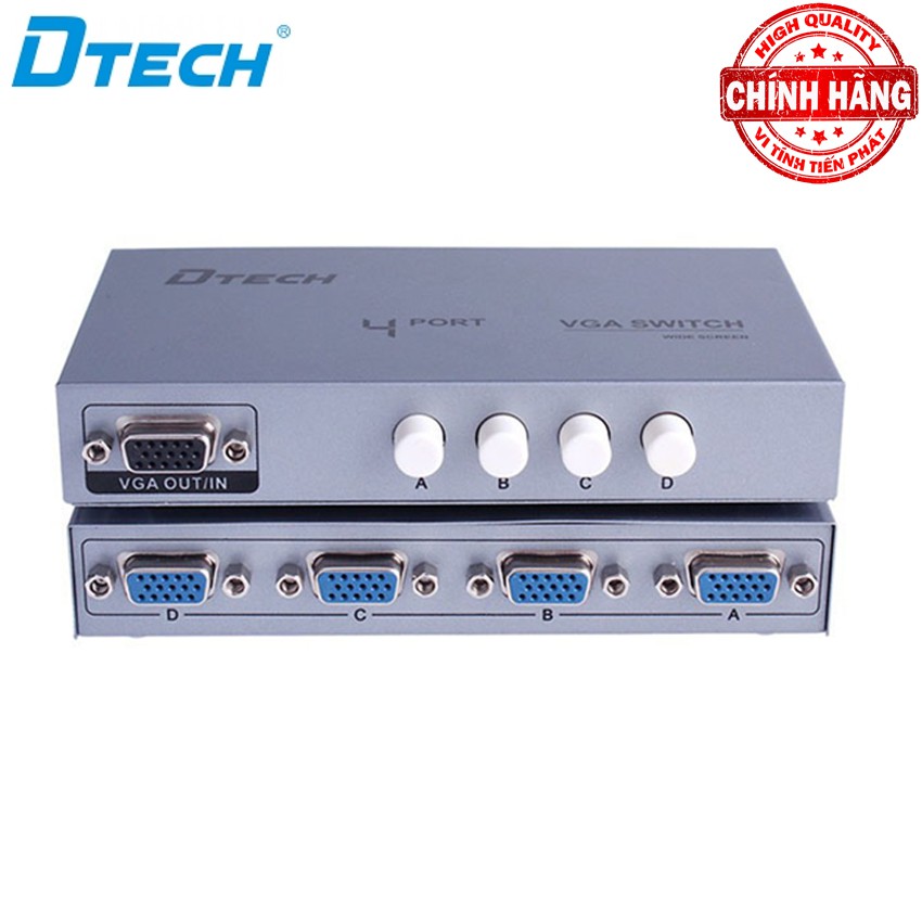 Switch bộ chia cổng VGA 4 ra 1 (4 máy tính ra 1 màn hình) Dtech DT-7034