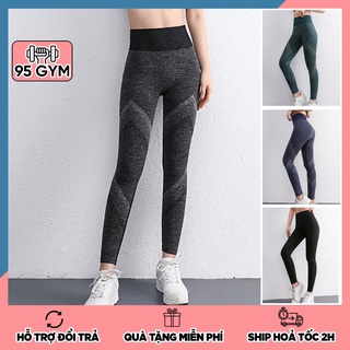 Quần tập gym yoga nữ QD12 dáng legging dài cạp cap nâng mông tôn dáng chất dệt co giãn 4 chiều