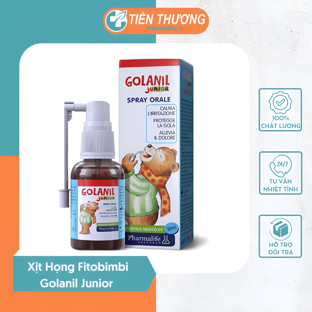 Xịt Họng Fitobimbi Golanil Junior Spray Orale Giúp Cải Thiện Vấn Đề Liên Quan Đến Cổ Họng Của Trẻ Lọ 30ml