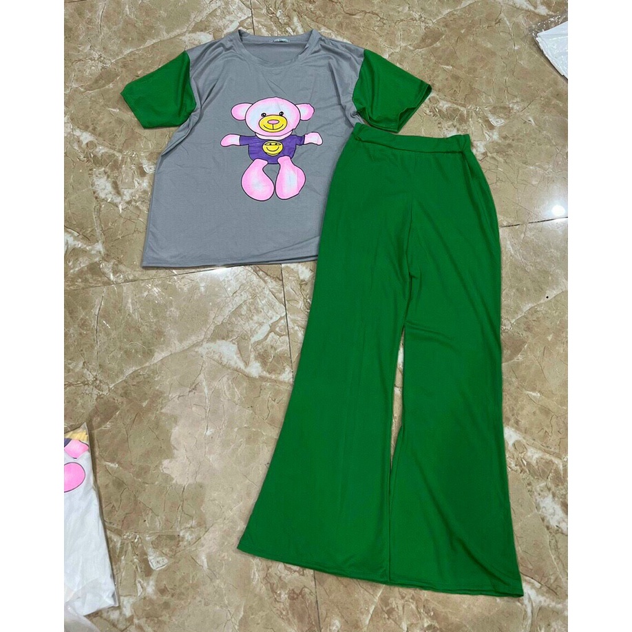 sét bộ màu cotton in gấu