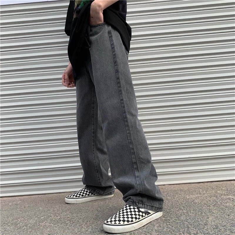 Quần ống rộng unisex nam nữ xám