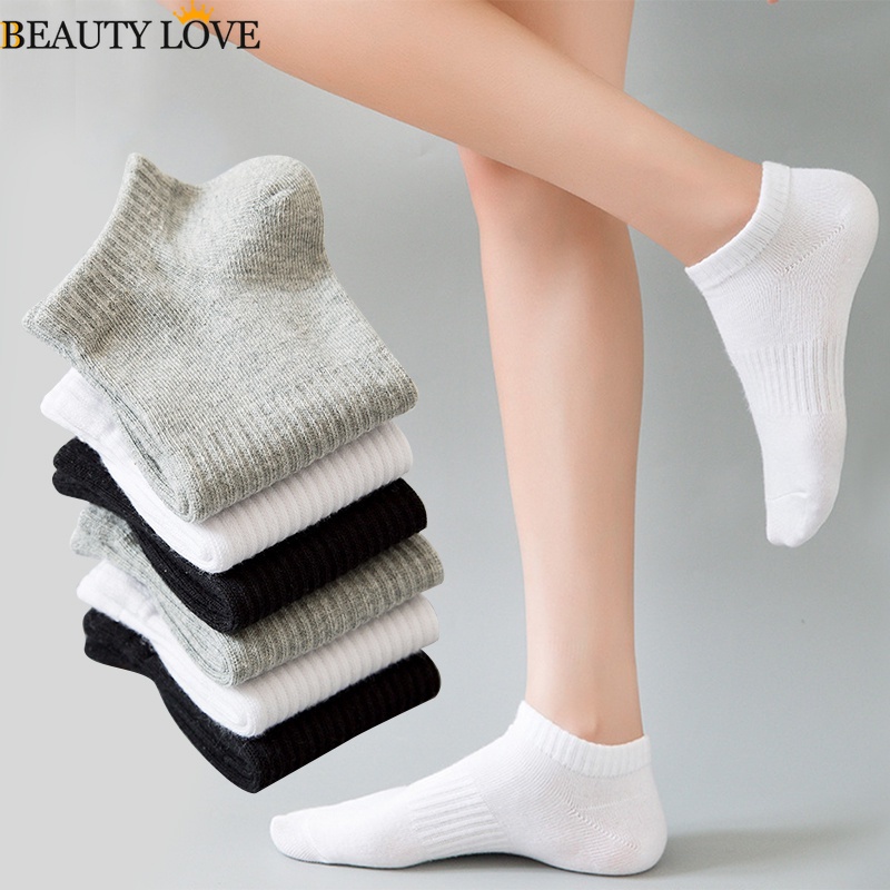 Vớ Cotton Cổ Thấp Mềm Mại Chống Trượt Thoáng Khí Thoải Mái Họa Tiết Kẻ Sọc Dành Cho Nam Nữ / Trường Trung Học