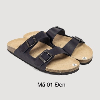 Bioline - dép đế trấu - dép da bò thật nguyên tấm unisex - mã d01