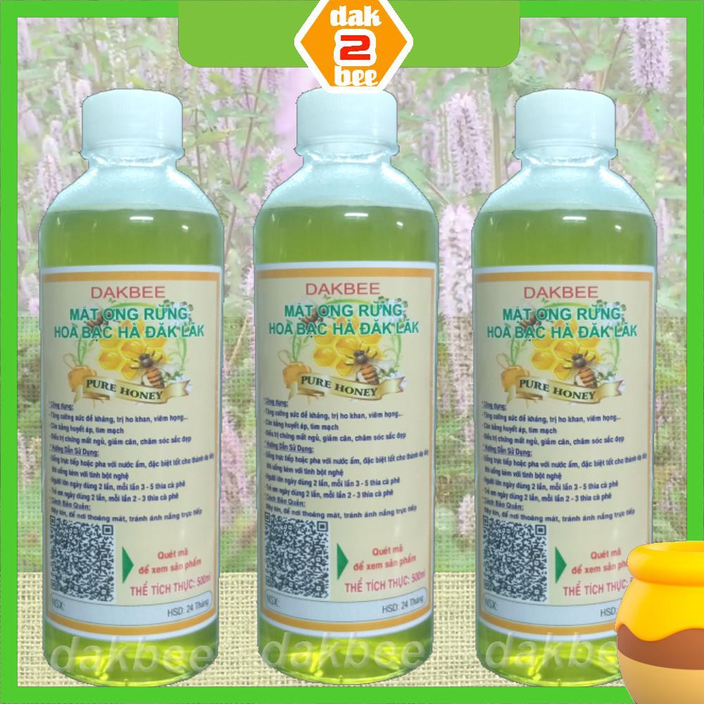 500ml [650g] Mật ong rừng hoa bạc hà nguyên chất Daklak bồi bổ cơ thể, sức đề kháng - DAKBEE2