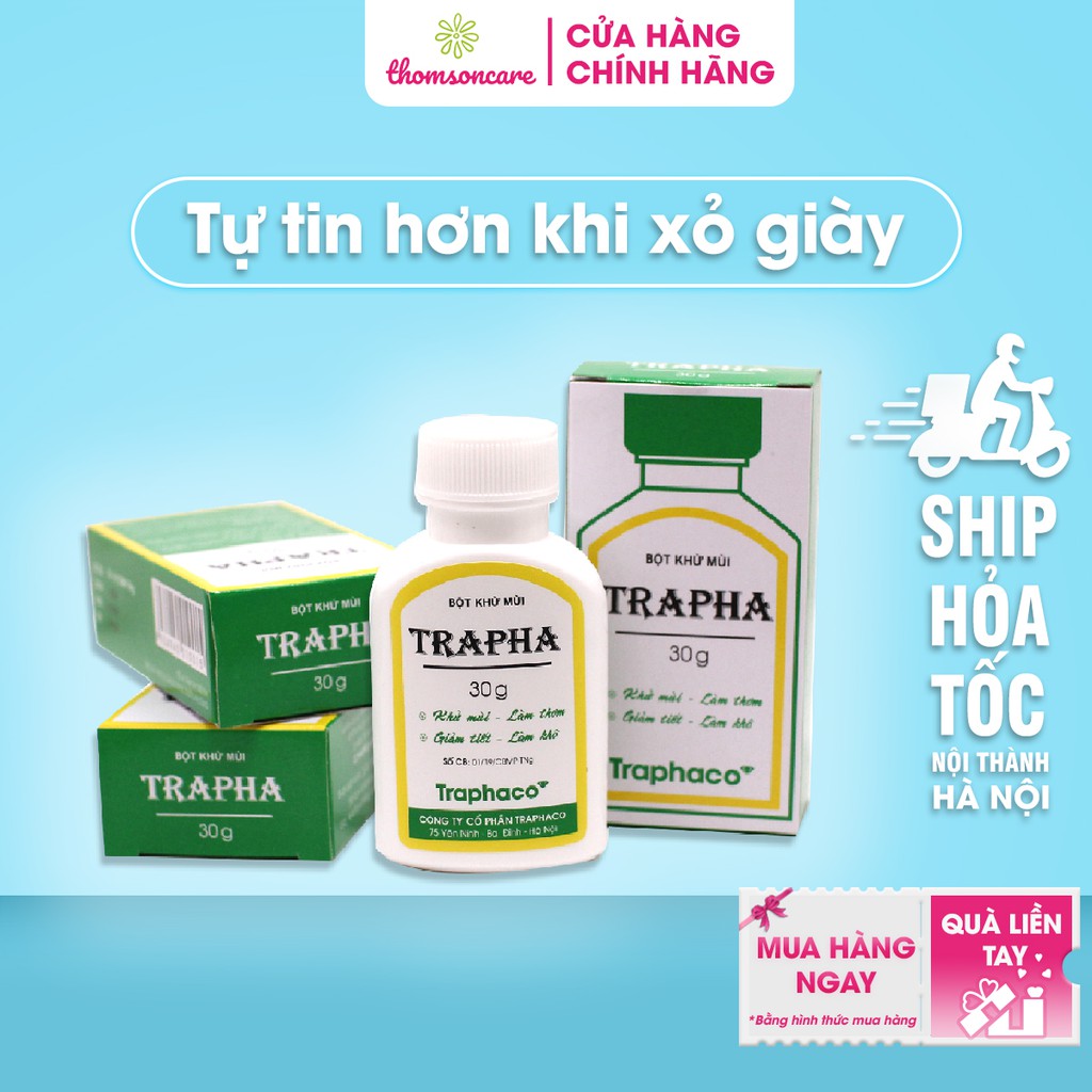 Khử mùi hôi chân, hôi nách Trapha 30g - Chính hãng Traphaco