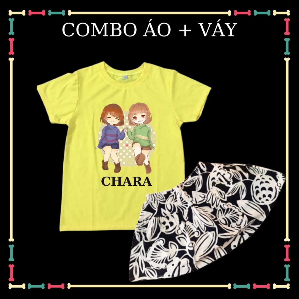 Combo Váy+ Áo Chara xịn xò thun cotton 4 chiều cho bé gái