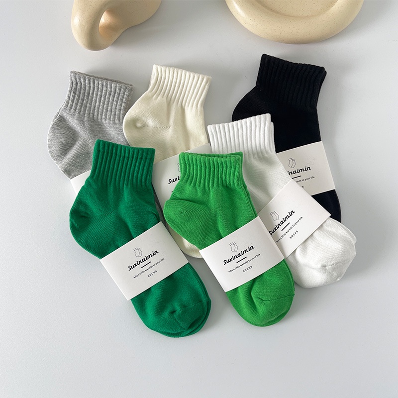 Vớ cotton Màu Trắng Đen Đơn Giản Phong Cách Hàn Quốc Cho Cặp Đôi