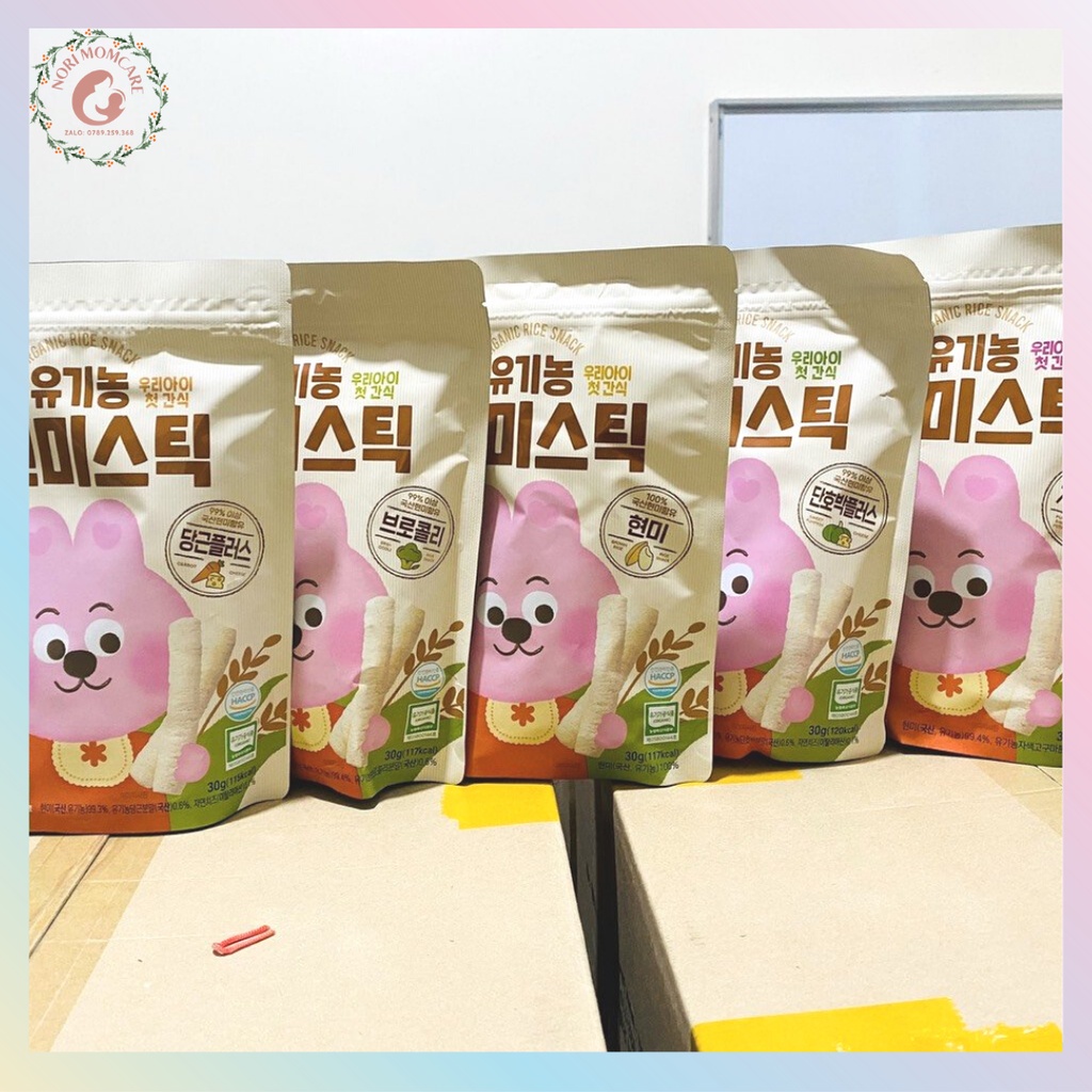 Bánh que ăn dặm gạo lứt hữu cơ Bebedang cho bé 6m+