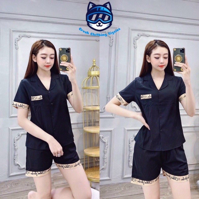 [Mẫu Đẹp]Pyjama Đồ Bộ Đùi Viền Chữ Bigsize 55-100kg Diện cực Đẹp Chất Satin Cao Cấp | BigBuy360 - bigbuy360.vn