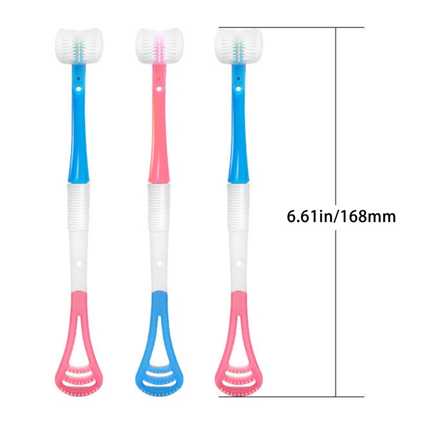 Bàn chải đánh răng ba mặt bằng silicon siêu mịn làm sạch lưỡi 3D cho bé sơ sinh