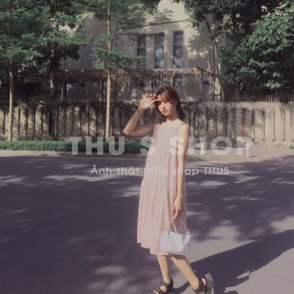 Váy Babydoll dáng dài form rộng THUS, Đầm maxi 2 dây dáng suông phong cách Hàn Quốc V3C03 | BigBuy360 - bigbuy360.vn