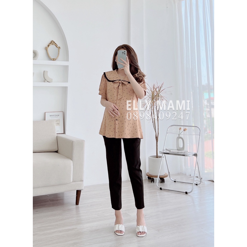 ( 40kg - 95kg ) Áo Bầu , Bigsize Cổ Bèo Nơ Mặc Thoải Mái Suốt Thai Kì &amp; Sau Sinh Thiết Kế Cao Cấp