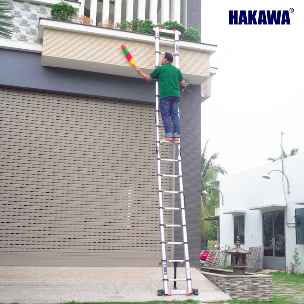 Thang nhôm rút đôi cao cấp HAKAWA - HK-238 (3.8M) - Phân phối chính hãng - Bảo hành 2 năm