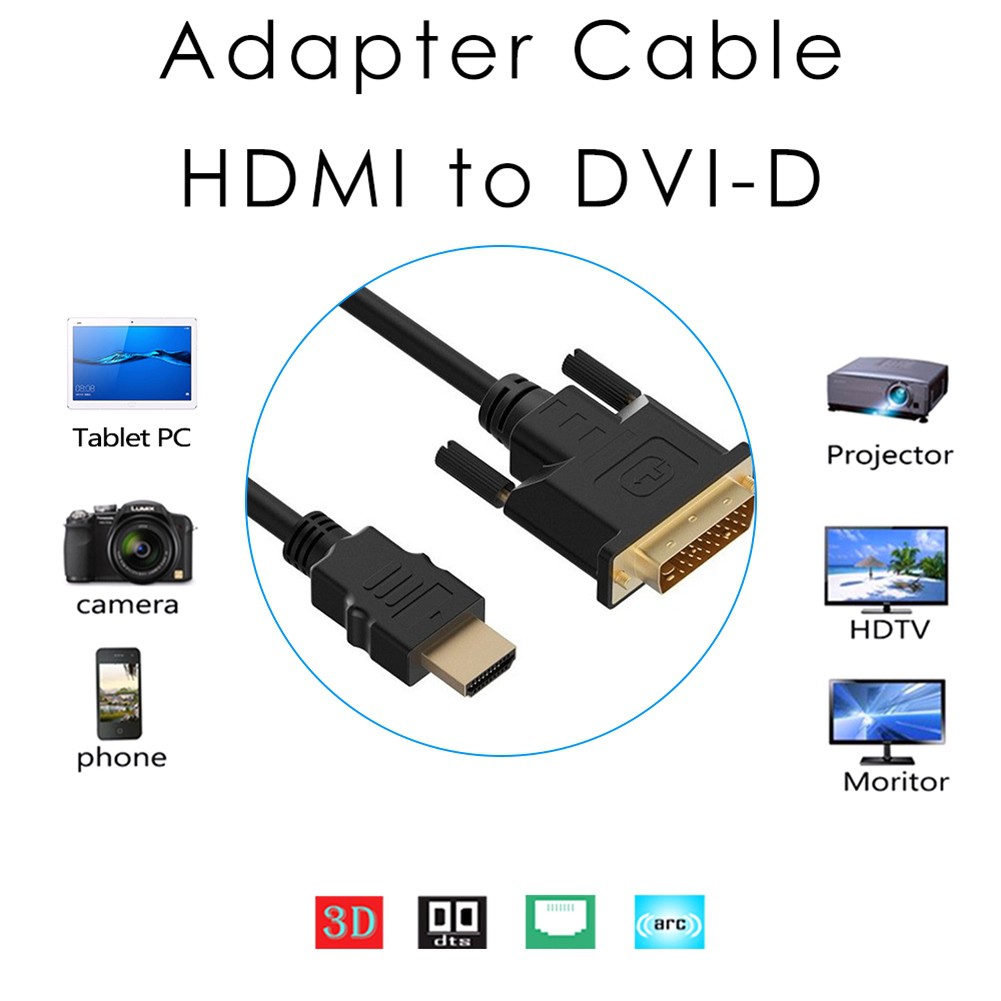 Dây Cáp Chuyển Đổi Hdmi Sang Dvi 24 + 1 Pin 1080p Cho Tv Laptop