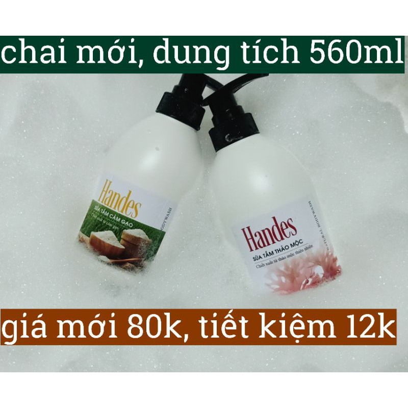 Sữa tắm cám gạo Handes 560ml - Thơm quyến rũ (Mẫu mới)