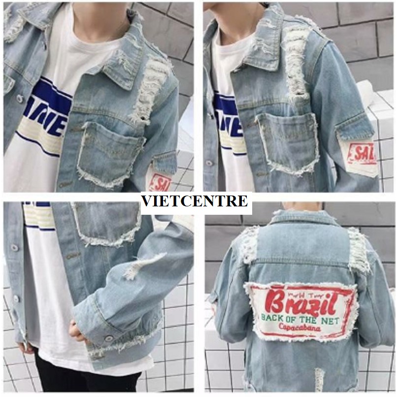 Áo Khoác Jean Unisex BRA.ZIL Bò Rách Trẻ Trung Hot Trend - VIETCENTRE