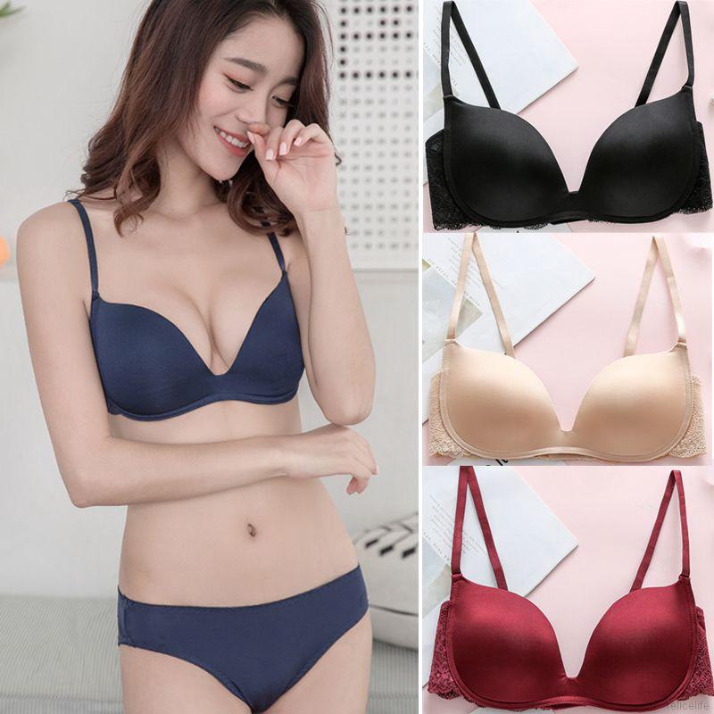 Áo ngực phối ren thiết kế màu trơn quyến rũ cho nữ